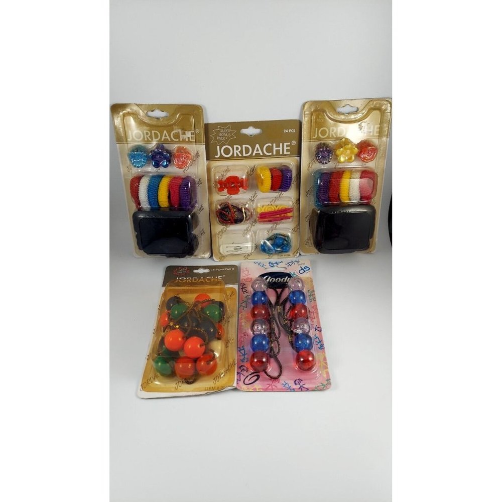 Vintage Jordache Goody Bead Ponytail Holders Hair Clips Asst Colors NOS 1990s